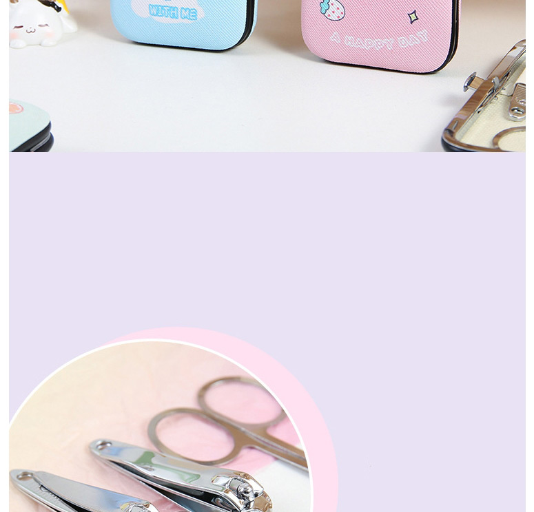 Fashion Milk Tea Girl Printed Portable Nail Tool Set,Beauty tools