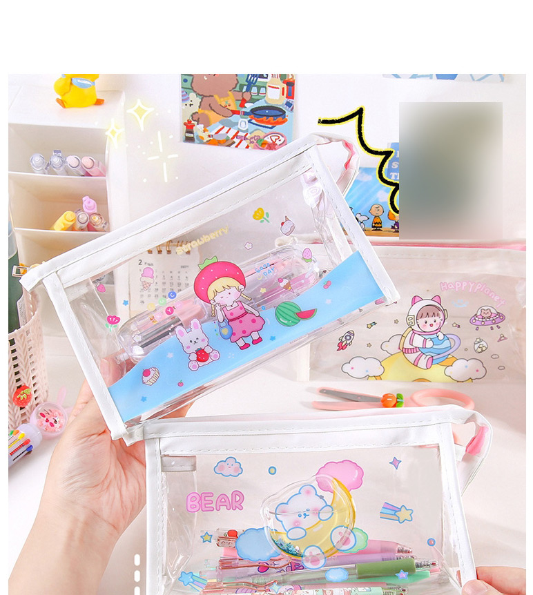 Fashion Baby Astronaut Cartoon Printing Quicksand Large Capacity Pencil Case,Pencil Case/Paper Bags
