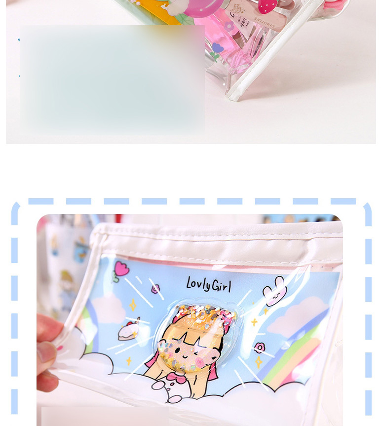 Fashion Red Flag Bear Cartoon Printing Quicksand Large Capacity Pencil Case,Pencil Case/Paper Bags