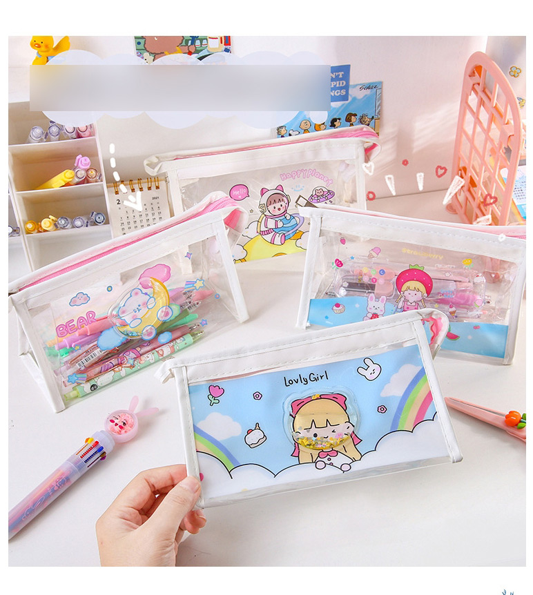 Fashion Puppies Into The Quicksand Cartoon Printing Quicksand Large Capacity Pencil Case,Pencil Case/Paper Bags