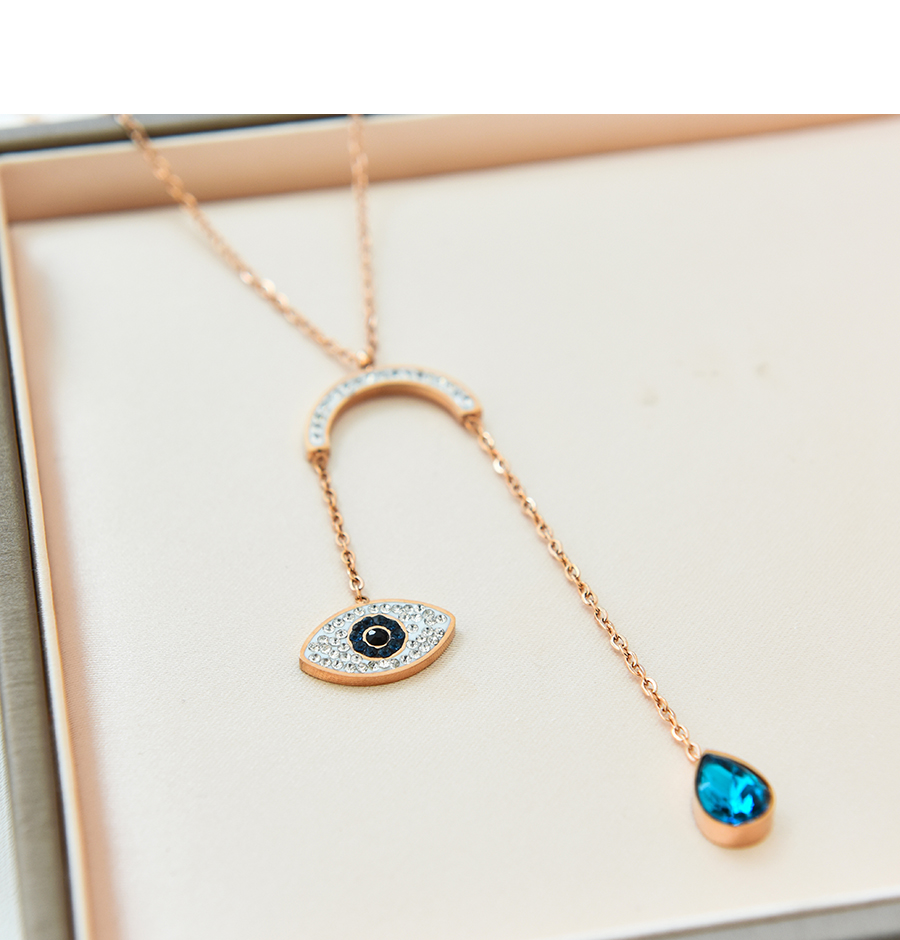 Fashion Silver Alloy Diamond Eye Drop Necklace,Pendants