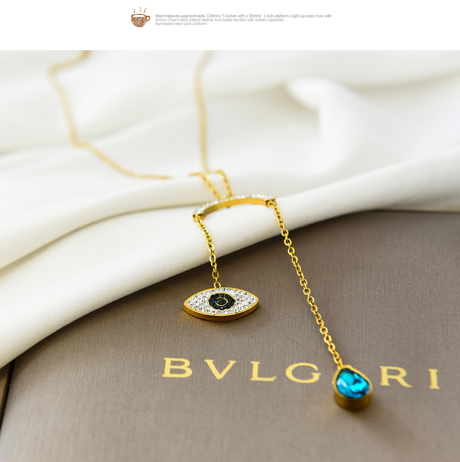 Fashion Gold Alloy Diamond Eye Drop Necklace,Pendants