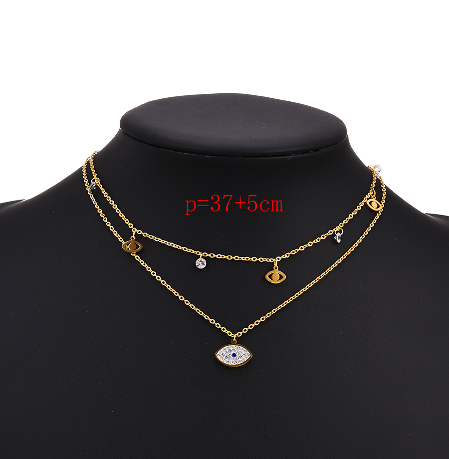 Fashion Silver Alloy Diamond Eye Double Necklace,Multi Strand Necklaces