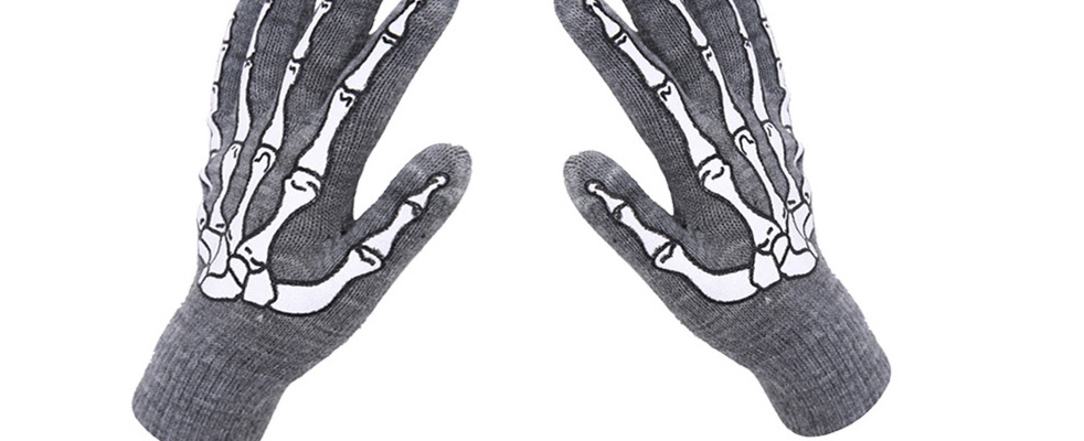 Fashion Black 14cm (children) Halloween Magic Full Finger Skull Bone Gloves,Full Finger Gloves