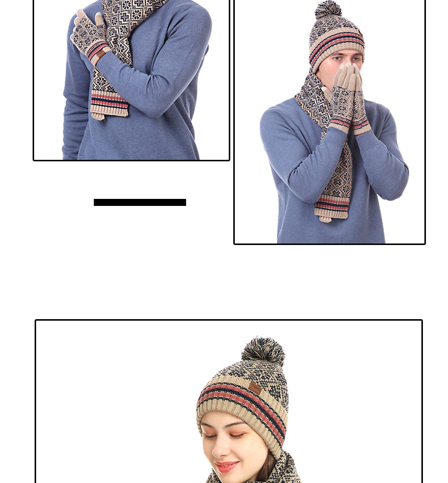 Fashion Iron Embroidery Red Knitted Scarf Hat And Gloves Three-piece Set,knitting Wool Scaves