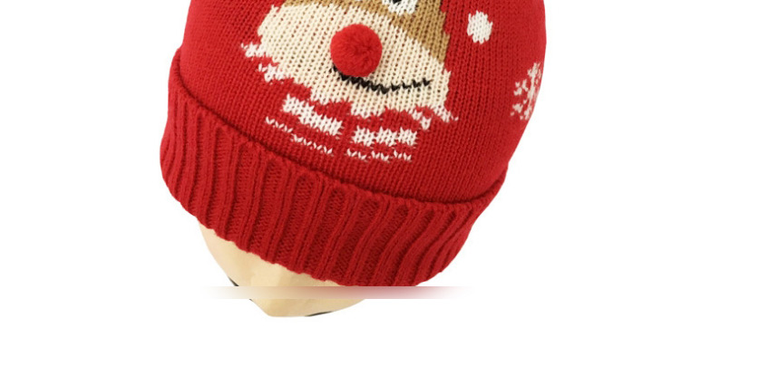 Fashion Red Adult Christmas Snowflake Jacquard Curled Wool Ball Knitted Hat,Beanies&Others