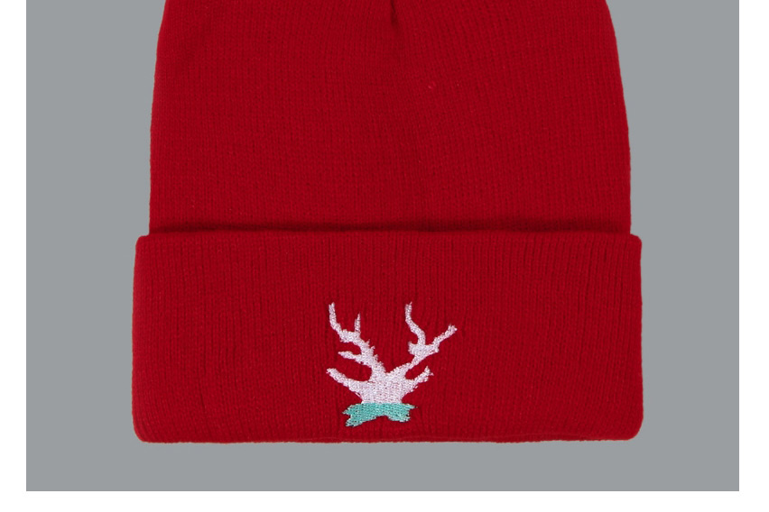Fashion Red Christmas Fawn Embroidered Knitted Hat,Beanies&Others