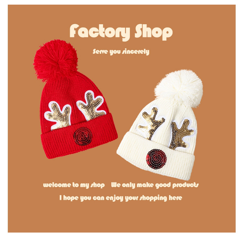 Fashion Red Christmas Fawn Knitted Hat,Beanies&Others