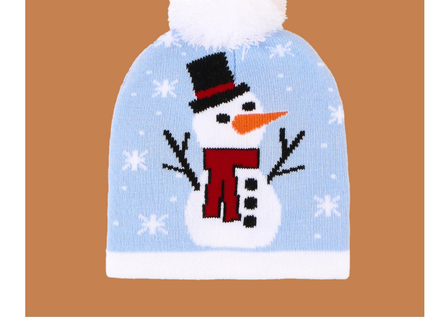 Fashion Sky Blue Christmas Fur Ball Snowman Knitted Hat,Beanies&Others