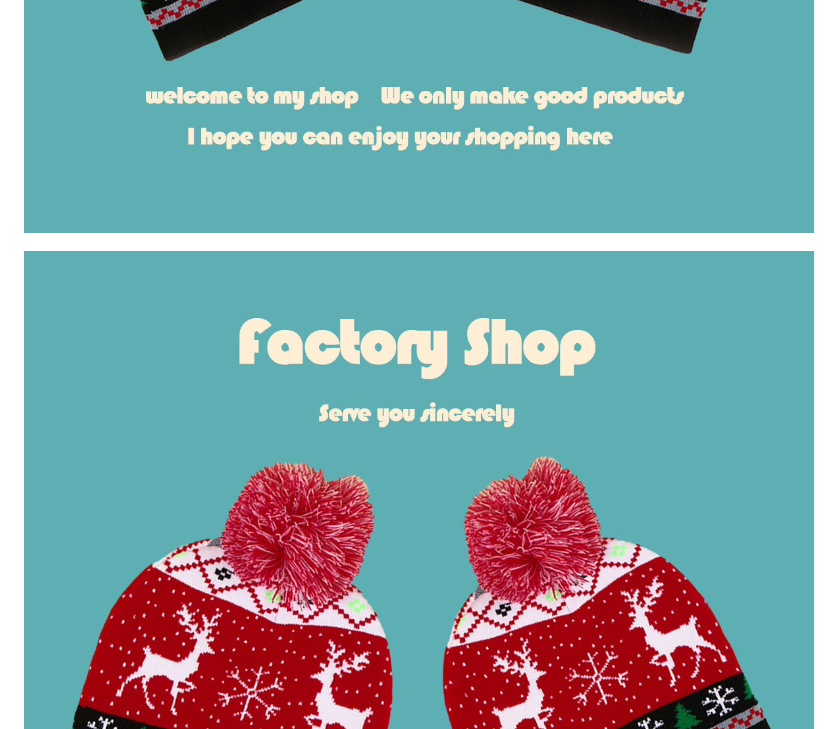 Fashion Red Christmas Printed Knitted Woolen Hat,Beanies&Others