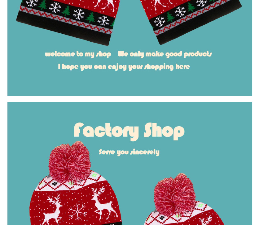 Fashion Red Christmas Printed Knitted Woolen Hat,Beanies&Others