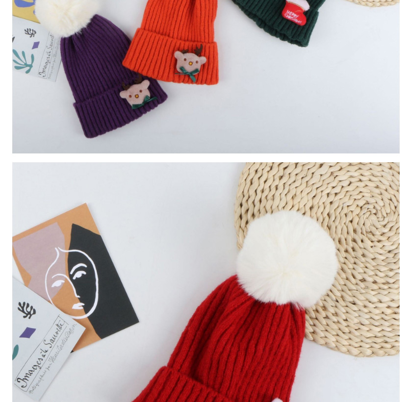 Fashion Scarlet Christmas Knitted Woolen Hat With Balls,Beanies&Others