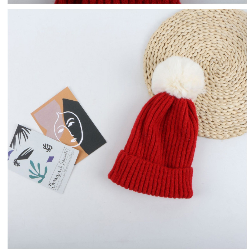 Fashion Scarlet Christmas Knitted Woolen Hat With Balls,Beanies&Others