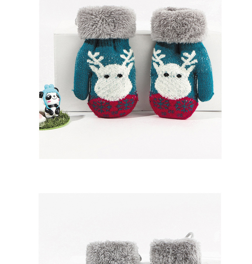 Fashion Khaki Christmas Fawn Plus Velvet Knitted Gloves,Full Finger Gloves
