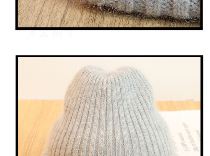 Fashion Beige Rabbit Fur Knitted Beanie,Beanies&Others