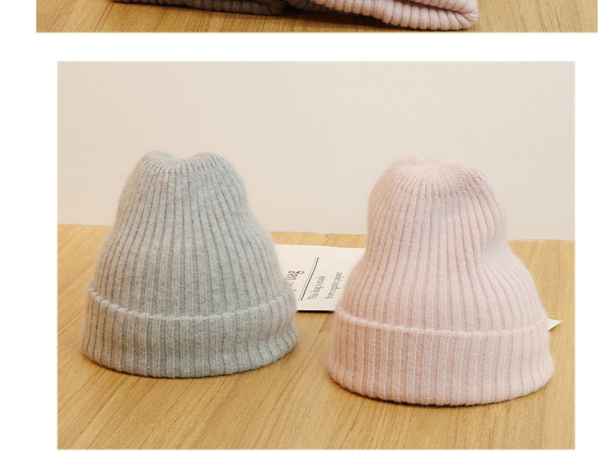 Fashion Beige Rabbit Fur Knitted Beanie,Beanies&Others