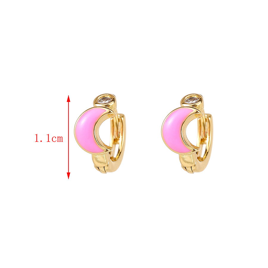Fashion Pink Copper Drop Oil Crescent Earrings,Earrings