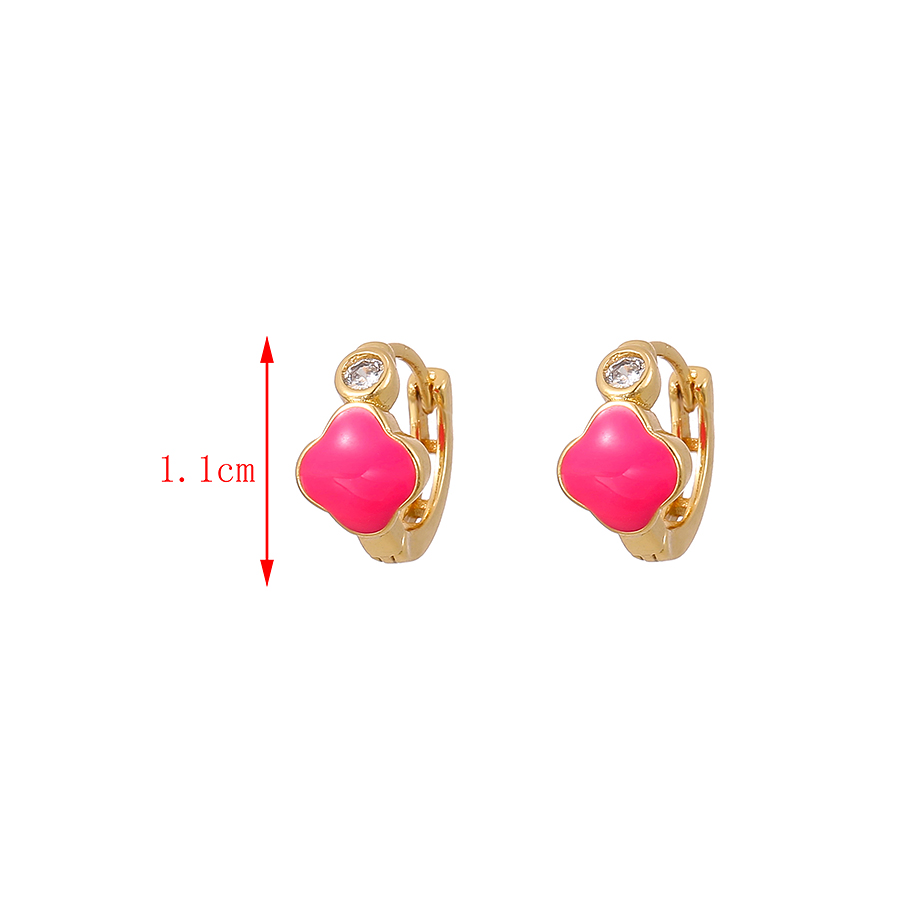 Fashion Red Copper Drop Oil Four-leaf Clover Ear Studs,Earrings
