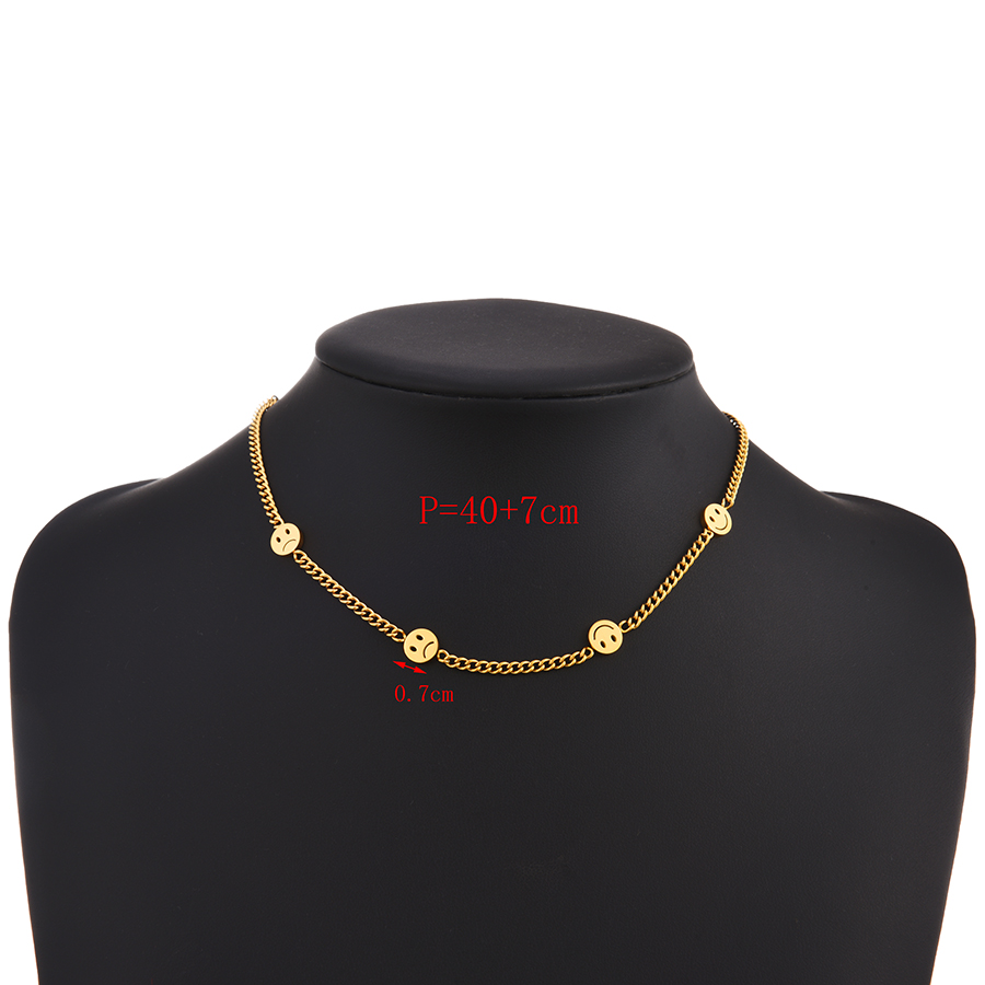 Fashion Gold Stainless Steel Smiley Necklace,Necklaces