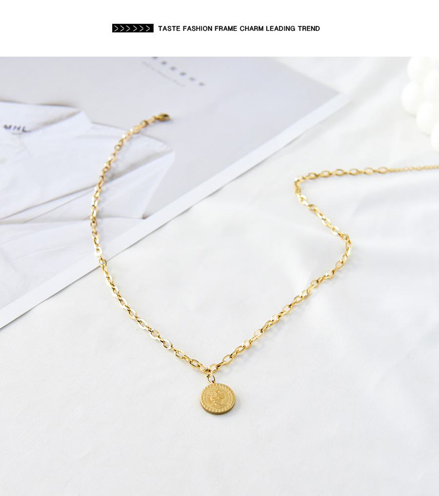Fashion Gold Stainless Steel Portrait Pendant Necklace,Necklaces
