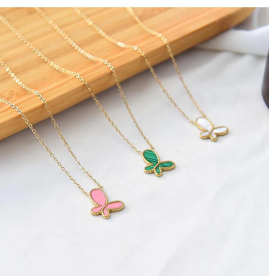 Fashion Green Stainless Steel Butterfly Pendant Necklace,Necklaces