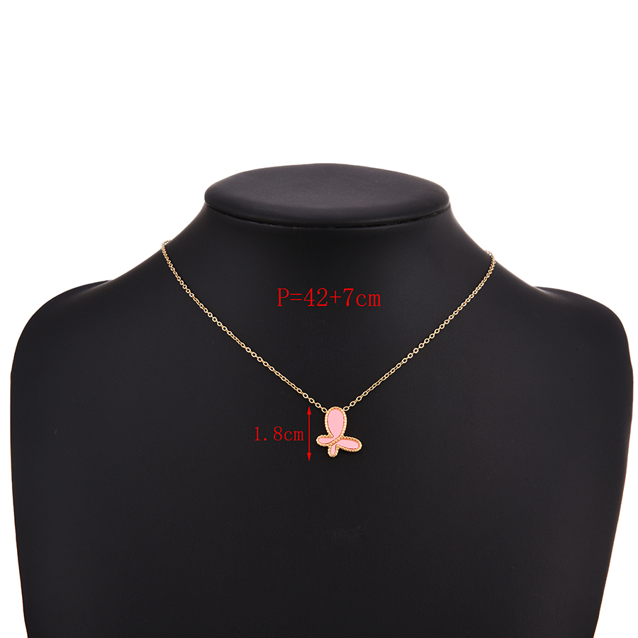 Fashion Pink Stainless Steel Butterfly Pendant Necklace,Necklaces