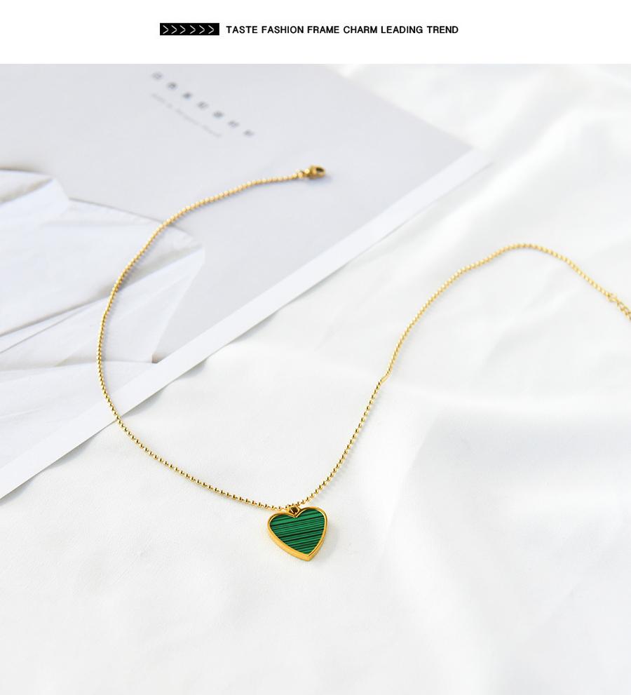 Fashion Green Stainless Steel Love Necklace,Necklaces