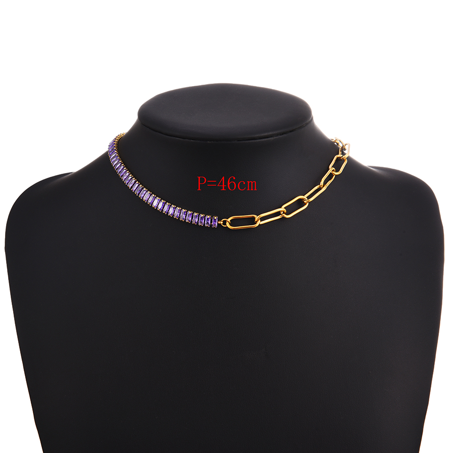 Fashion Pink Stainless Steel Irregular Thick Chain Necklace,Necklaces