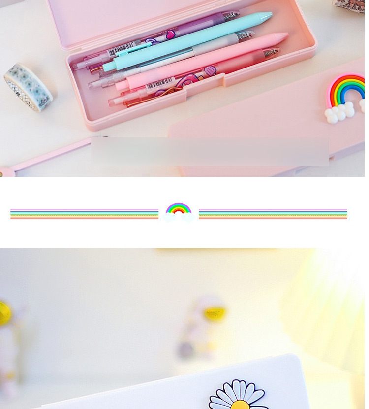 Fashion Blue-rainbow Clouds Cartoon Labeling Large Capacity Stationery Box,Pencil Case/Paper Bags