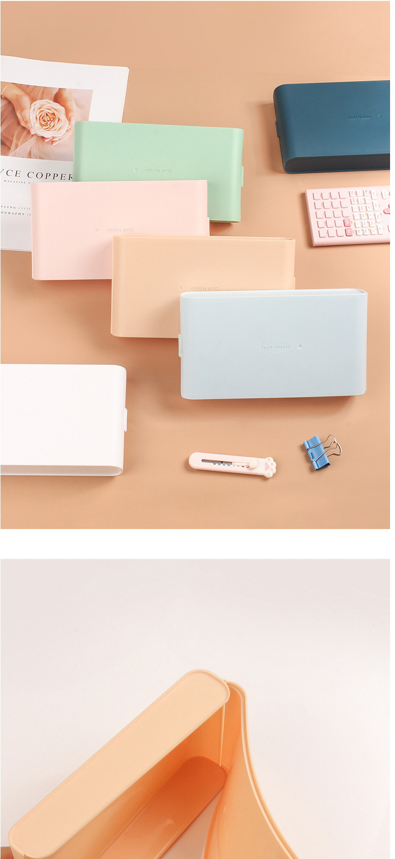 Fashion Light Blue Solid Color Plastic Large Capacity Pencil Case Storage Box,Pencil Case/Paper Bags