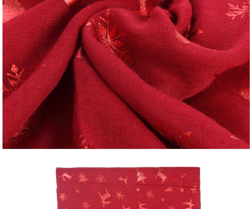 Fashion Red Christmas Elk Print Bronzing Scarf,Thin Scaves