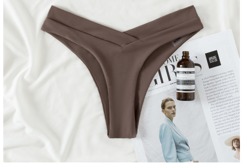 Fashion Brown Solid Color Hollow Sling Split Swimsuit,Bikini Sets