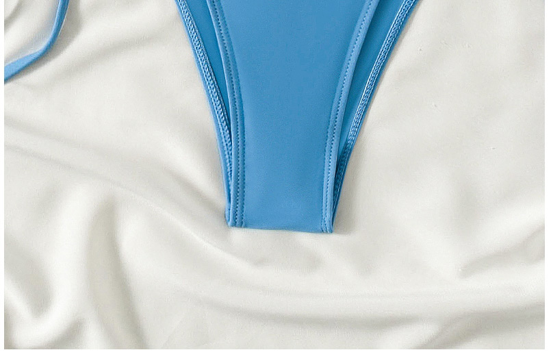 Fashion Blue Solid Color Lace Lace Split Swimsuit,Bikini Sets