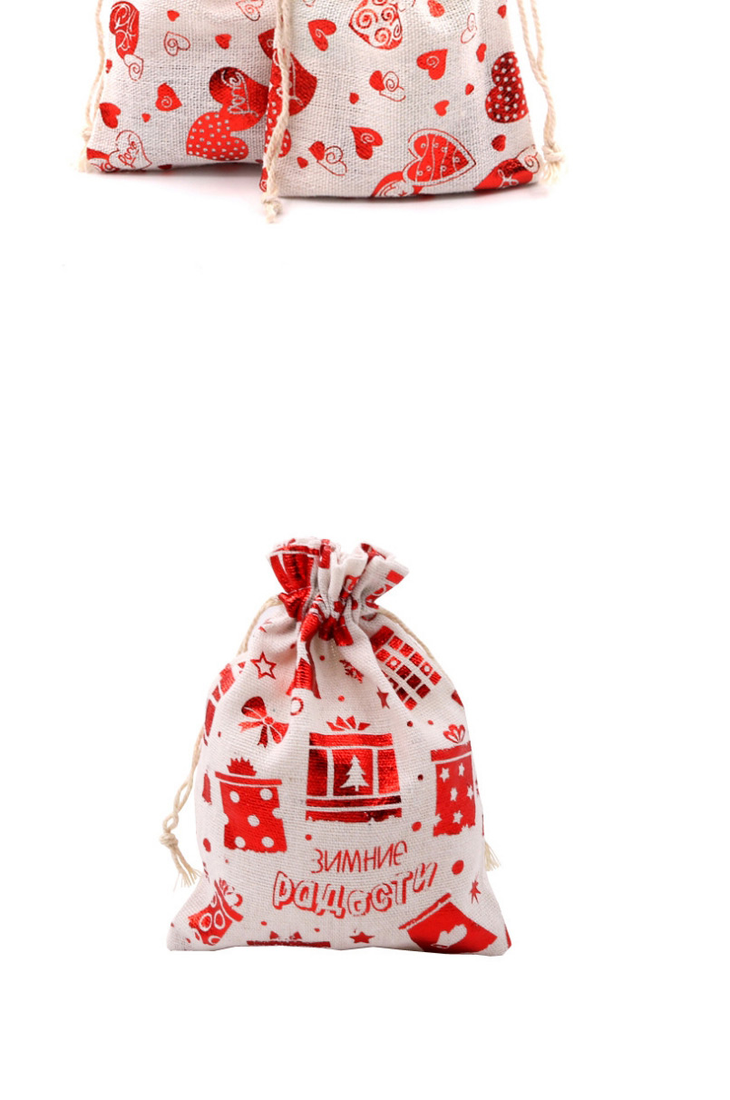 Fashion Red Christmas Tree 10*14cm Christmas Bronzing Print Drawstring Drawstring Cotton Candy Bag,Home storage