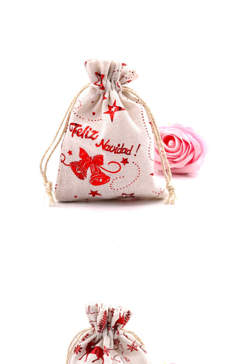 Fashion Red Love Heart 13*18cm Christmas Bronzing Print Drawstring Drawstring Cotton Candy Bag,Home storage