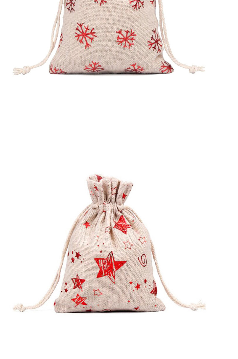 Fashion Red Bell 10*14cm Christmas Bronzing Print Drawstring Drawstring Cotton Candy Bag,Home storage