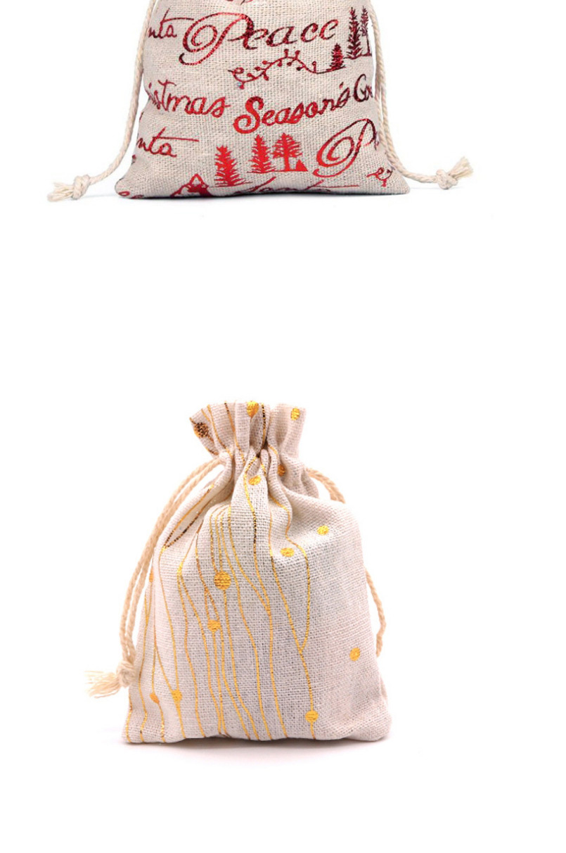 Fashion Red Bell 10*14cm Christmas Bronzing Print Drawstring Drawstring Cotton Candy Bag,Home storage