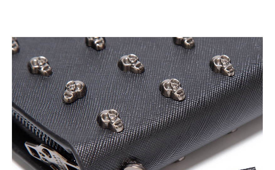 Fashion Black Skull Long Zipper Wallet,Wallet