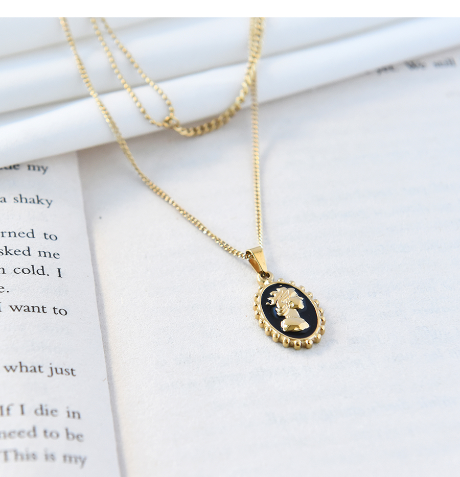 Fashion Gold Stainless Steel Portrait Irregular Necklace,Necklaces