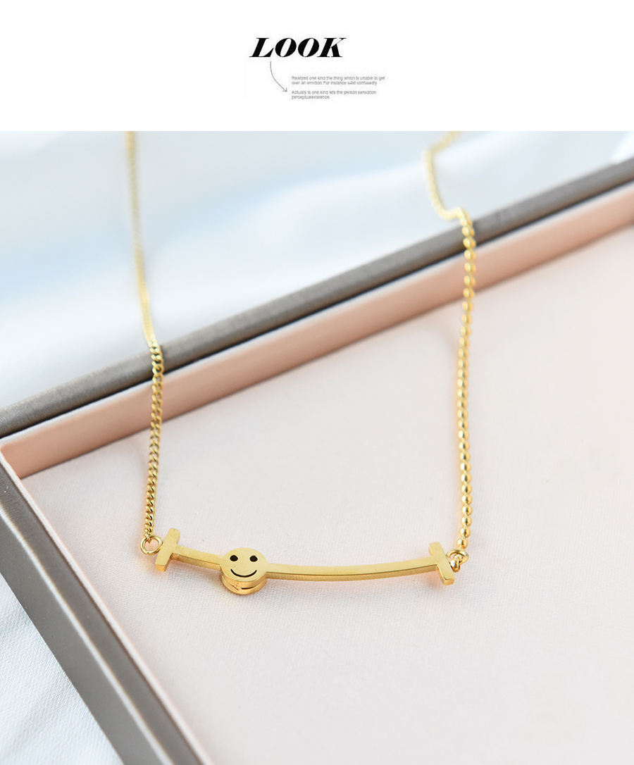 Fashion Gold Stainless Steel Smiley Irregular Necklace,Necklaces