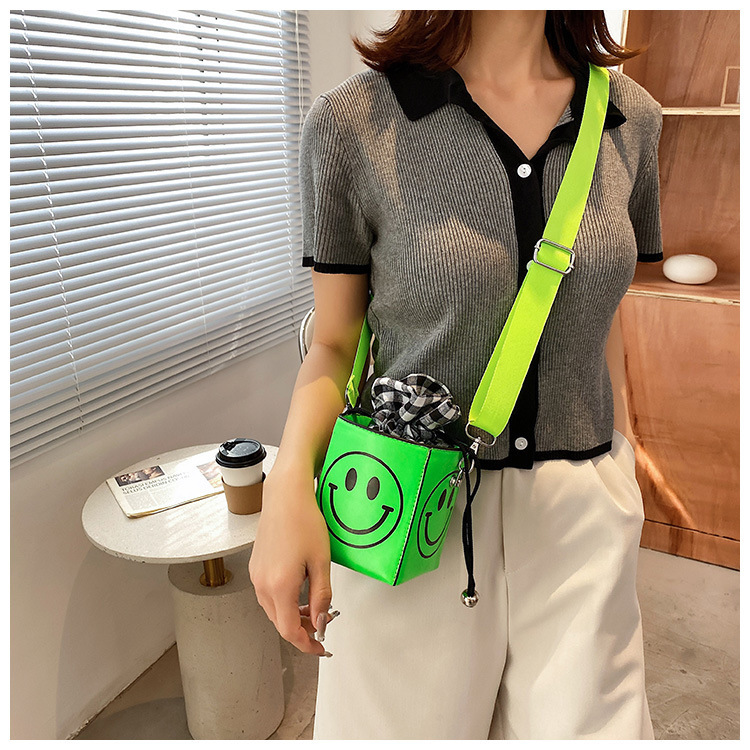 Fashion Green Smiley Square Crossbody Bag,Shoulder bags