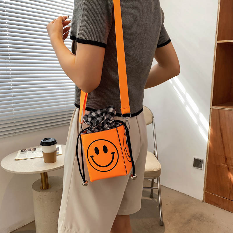 Fashion Orange Smiley Square Crossbody Bag,Shoulder bags