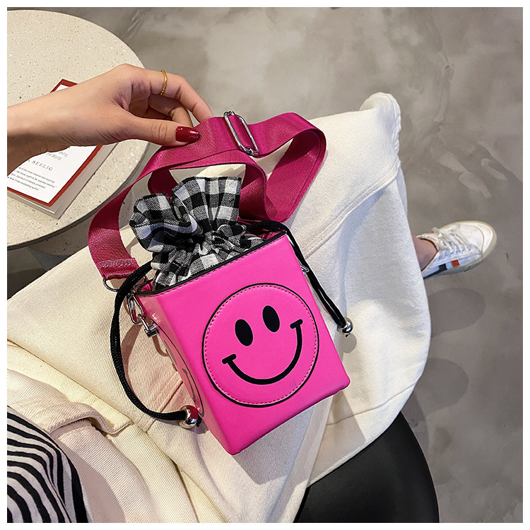 Fashion Rose Red Smiley Square Crossbody Bag,Shoulder bags