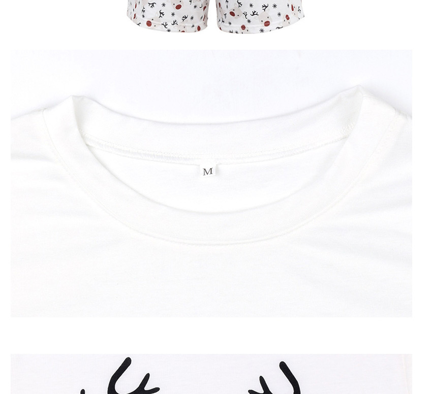 Fashion White Reindeer Print Long Sleeve Christmas Set,Festival & Party Supplies