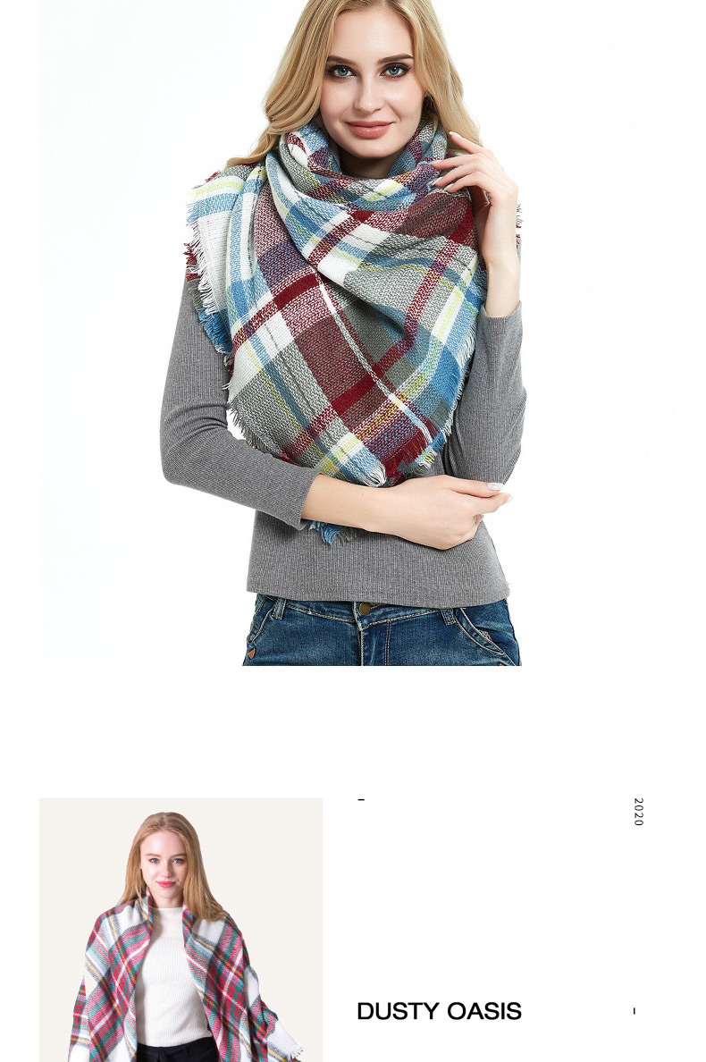 Fashion Army Green Cashmere Plus Double-sided Plaid Scarf,Thin Scaves