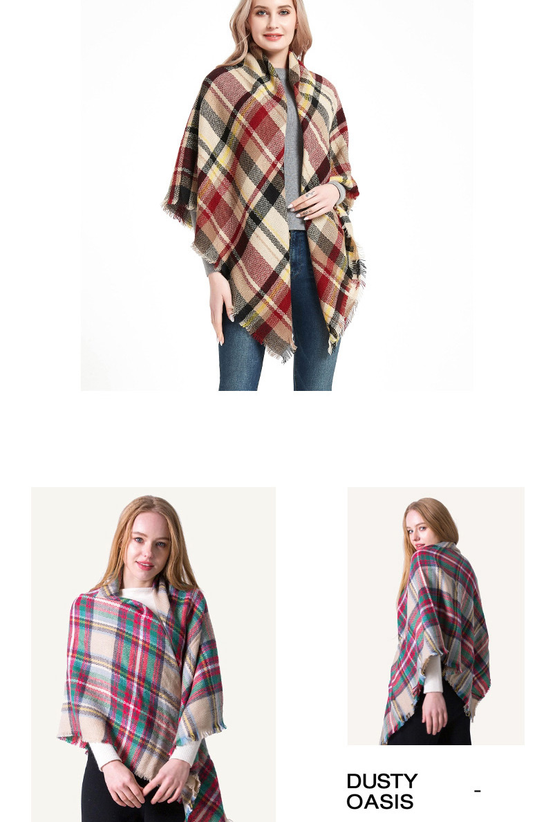 Fashion Red And Black Colorful Grid Cashmere Plus Double-sided Plaid Scarf,Thin Scaves
