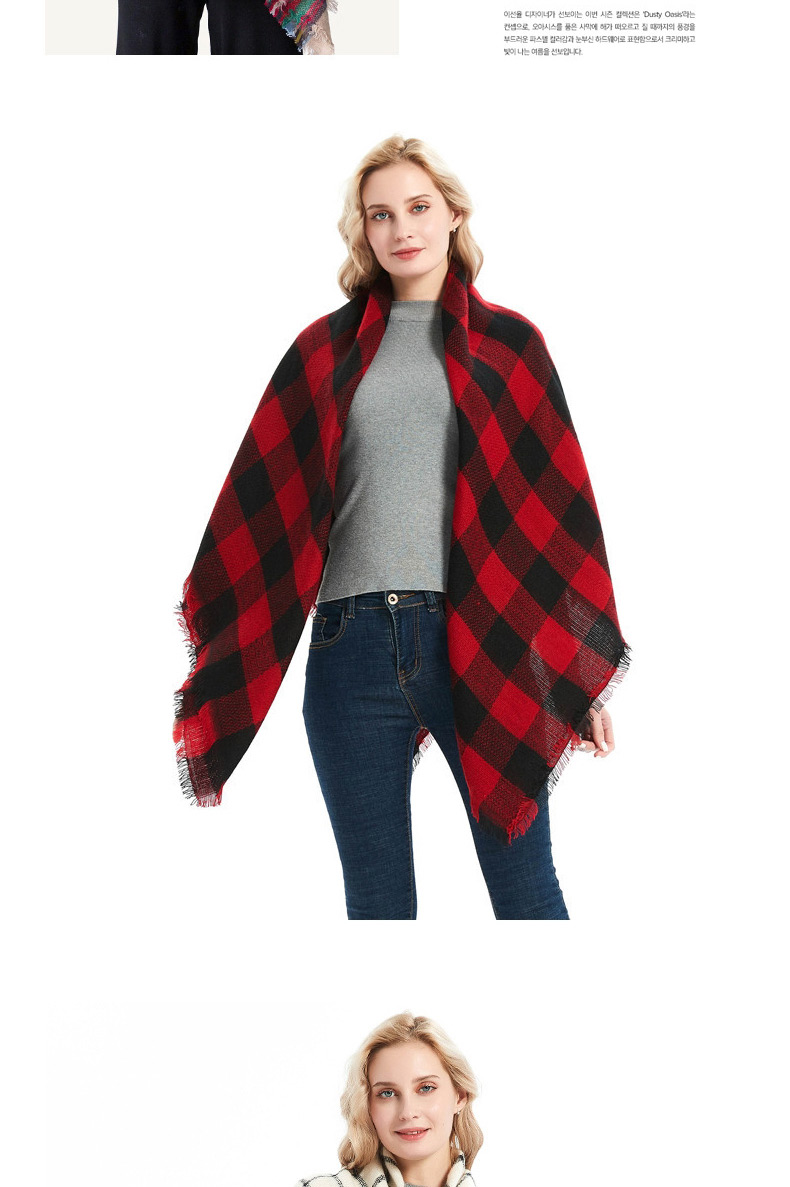 Fashion Black Cashmere Plus Double-sided Plaid Scarf,Thin Scaves