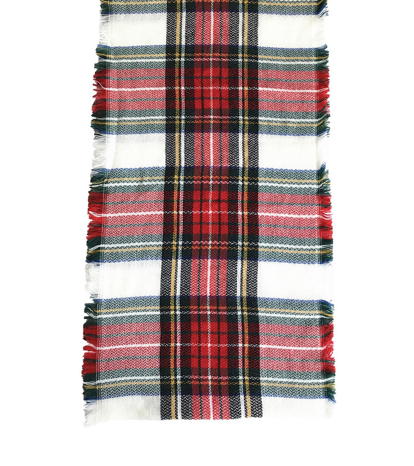 Fashion 14# Green Grid Cashmere-like Colorful Plaid Double-sided Fringed Bib,Thin Scaves