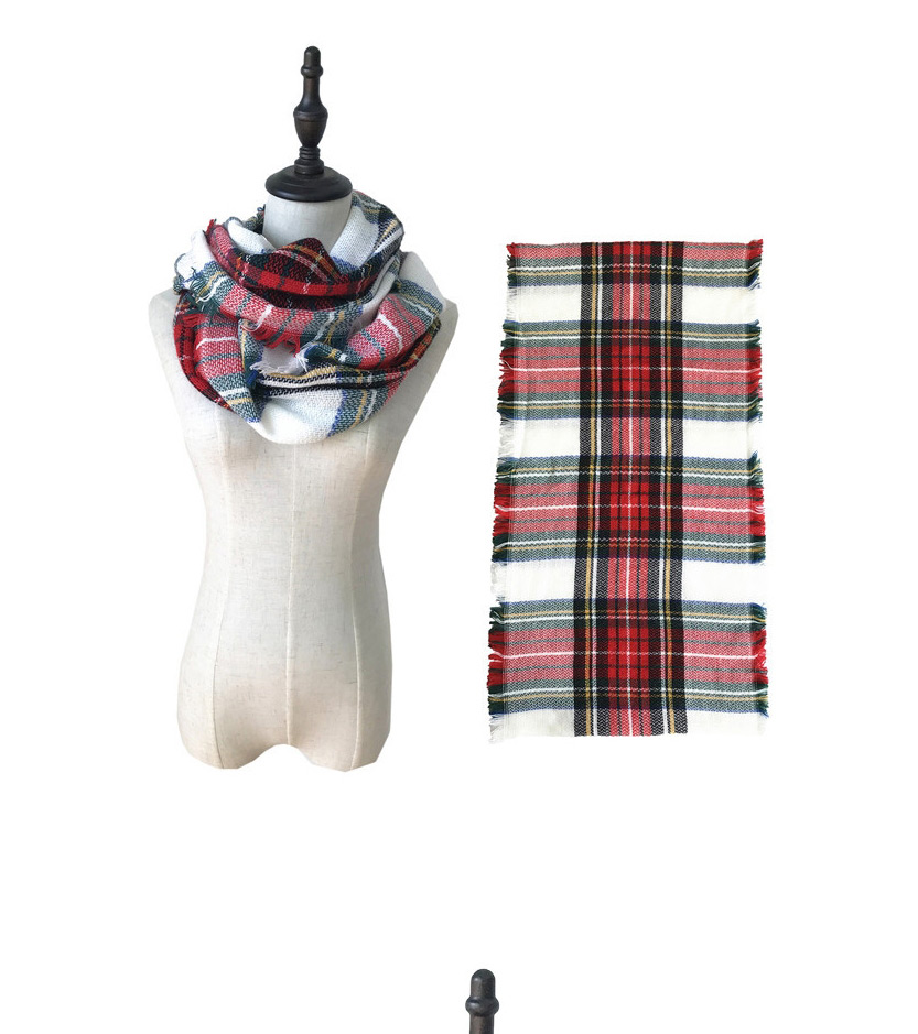 Fashion 17# Rose Red Cashmere-like Colorful Plaid Double-sided Fringed Bib,Thin Scaves