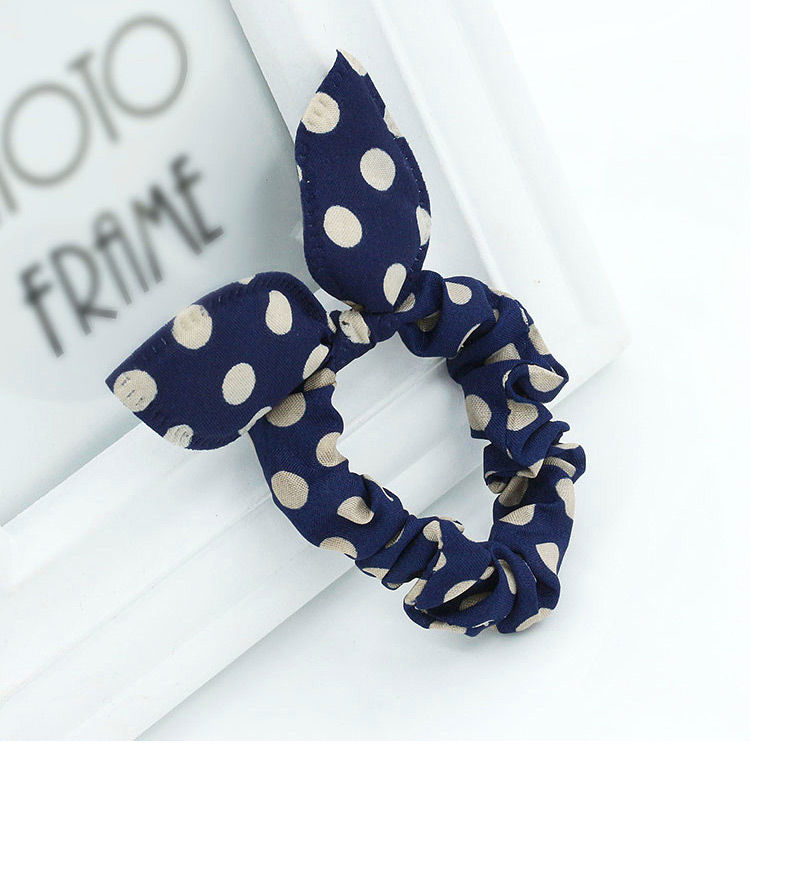Fashion 8370 Light Foundation Black Spots Polka Dot Bunny Ears Folded Hair Tie,Hair Ribbons